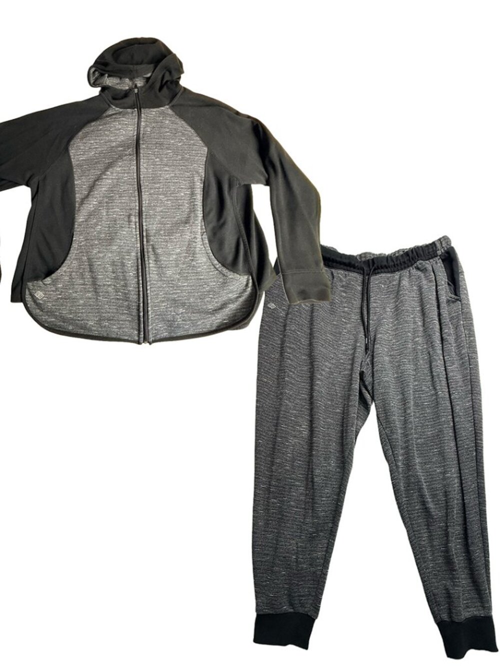 Xersion Women’s Tracksuit Set Jacket 2X Jogger Pants 3X Gray Black Plus Size